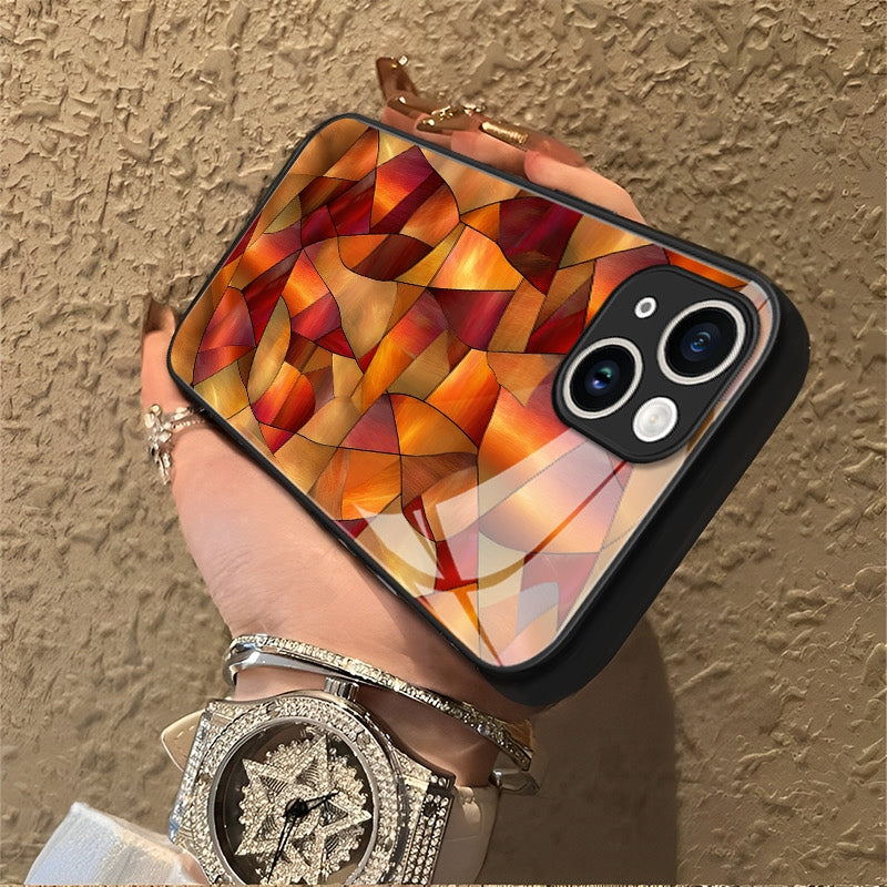 "Mosaic Reverie" Amber Flame iPhone Case – Glossy Finish