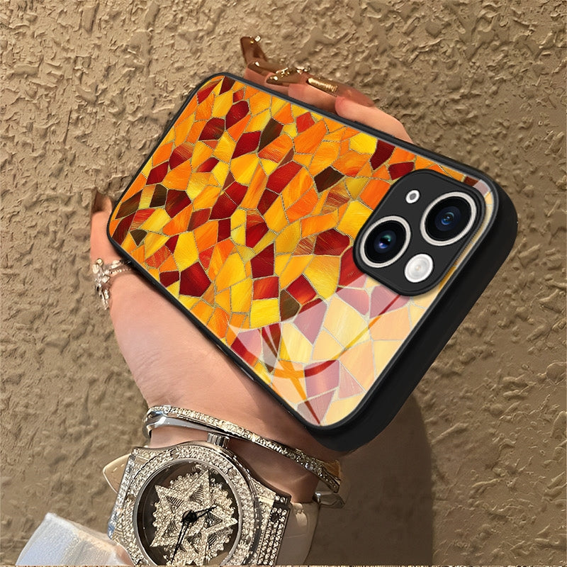 "Mosaic Reverie" Amber Sparks iPhone Case – Glossy Finish