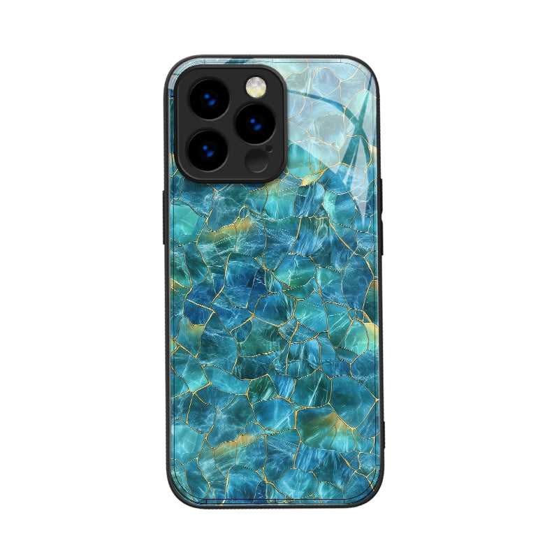 "Mosaic Reverie" Aqua Whispers iPhone Case – Glossy Finish