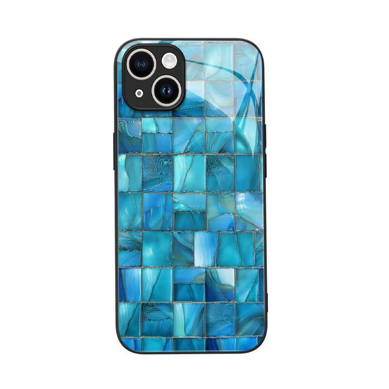 Blue Frost Tiles Mosaic iPhone Case – Artistic Protective Cover