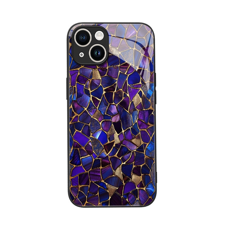 "Mosaic Reverie" Indigo Nebula iPhone Case – Glossy Finish