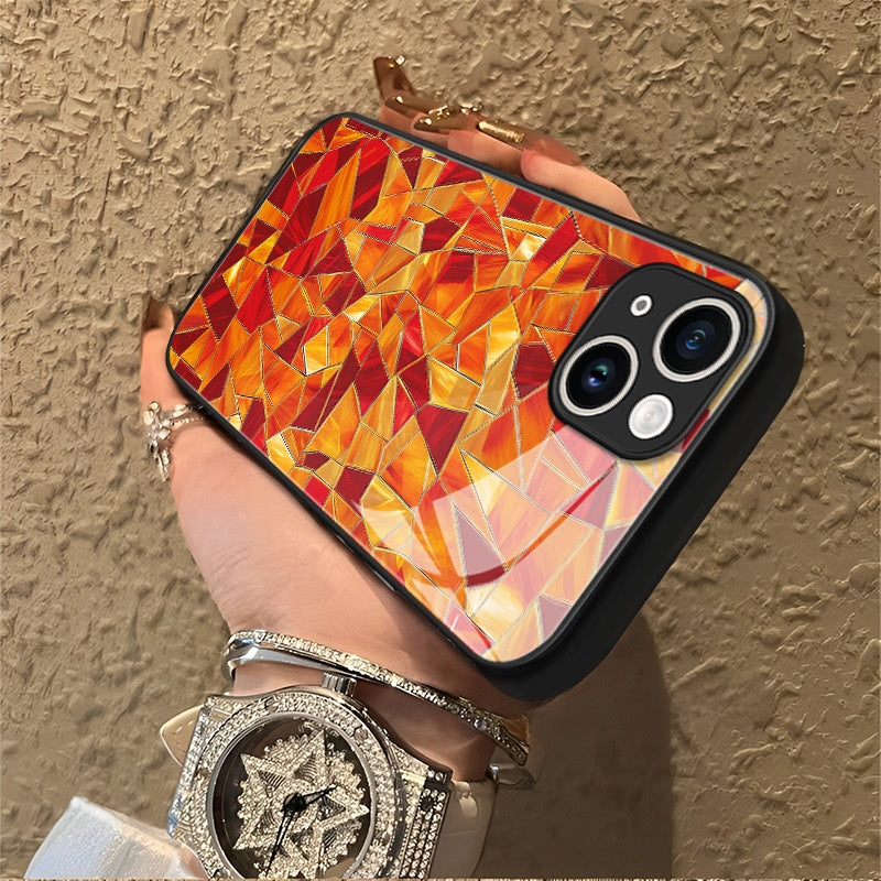 "Mosaic Reverie" Molten Amber iPhone Case – Glossy Finish