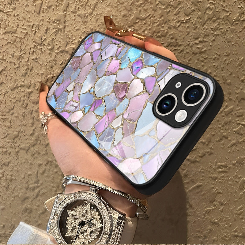 "Mosaic Reverie" Moonstone Shards iPhone Case – Glossy Finish