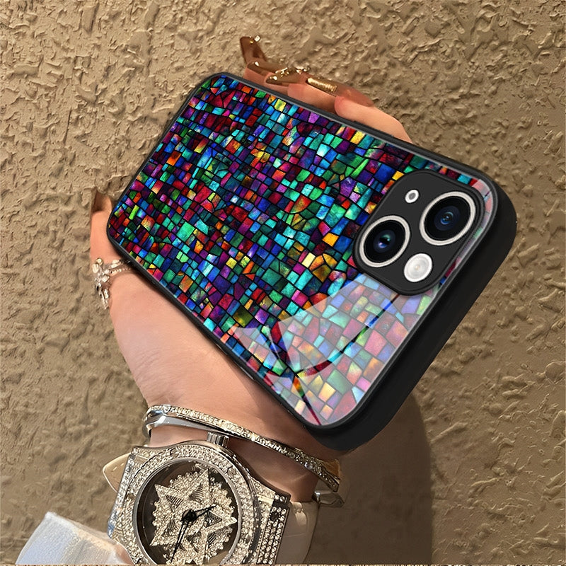 "Mosaic Reverie" Pixel Carnival iPhone Case – Glossy Finish