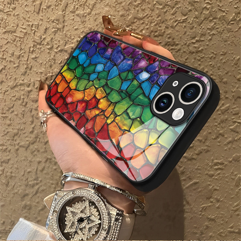 "Mosaic Reverie" Rainbow Pebbles iPhone Case – Glossy Finish