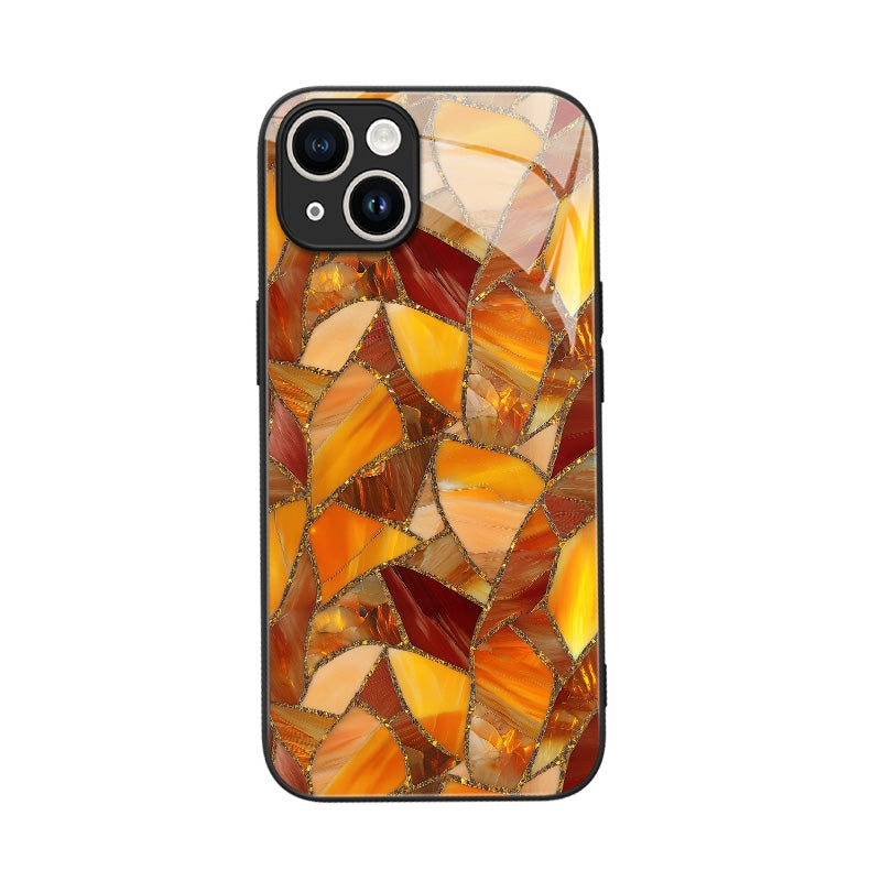 "Mosaic Reverie" Sunset Amber iPhone Case – Glossy Finish