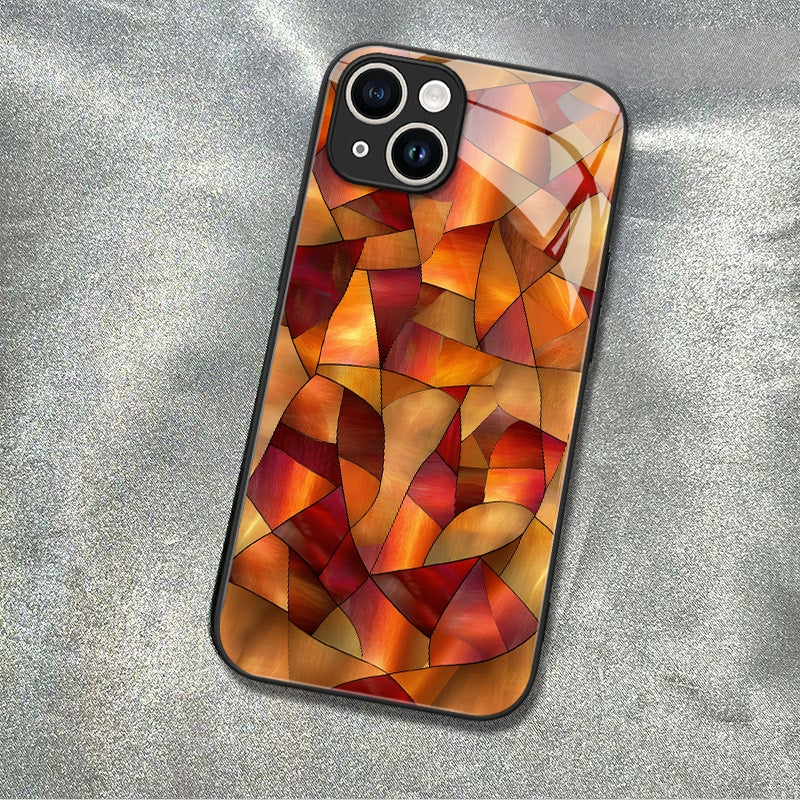"Mosaic Reverie" Amber Flame iPhone Case – Glossy Finish