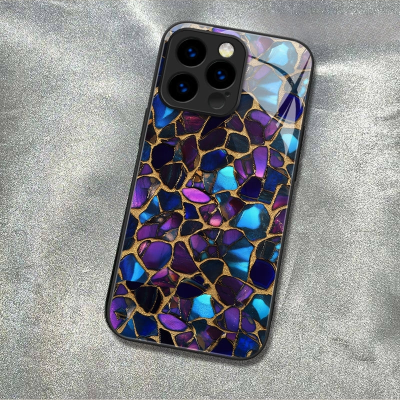 "Mosaic Reverie" Black Opal Night iPhone Case – Glossy Finish