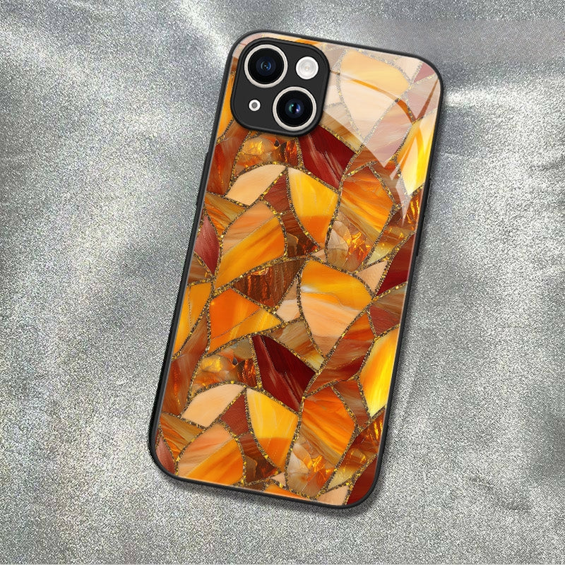 "Mosaic Reverie" Sunset Amber iPhone Case – Glossy Finish