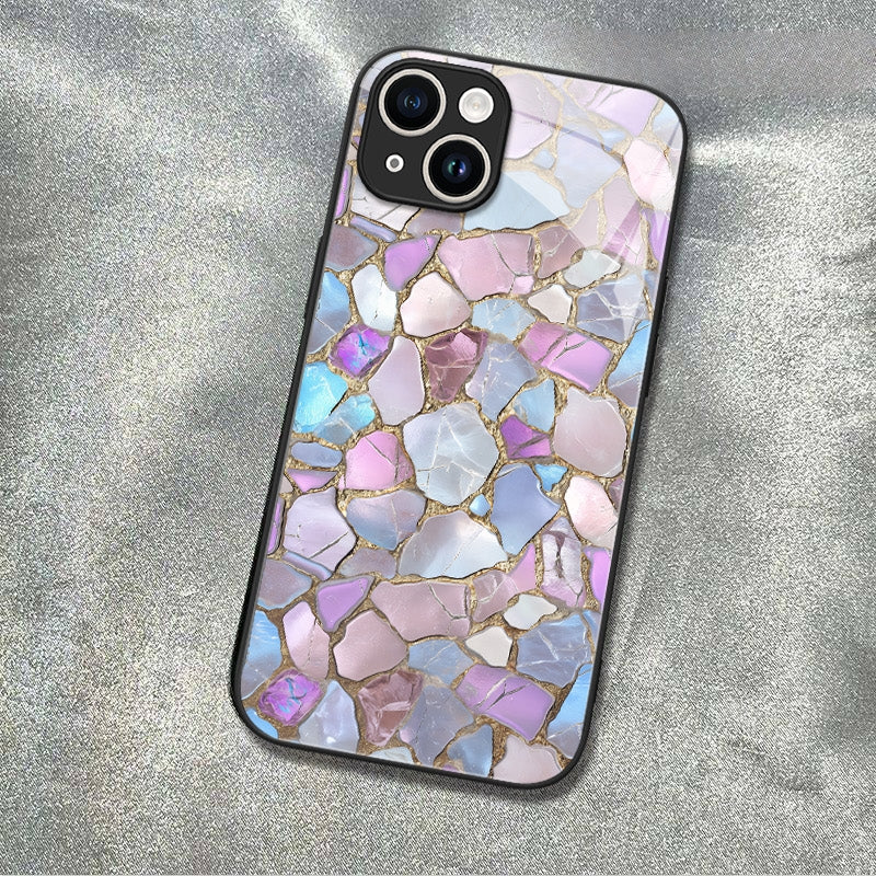"Mosaic Reverie" Moonstone Shards iPhone Case – Glossy Finish