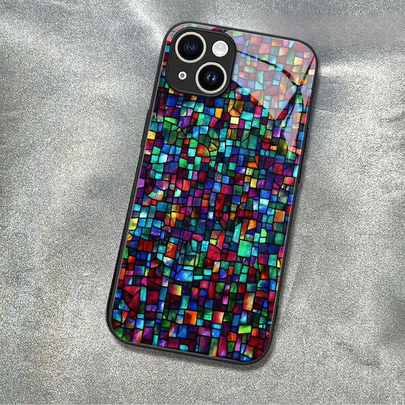 "Mosaic Reverie" Pixel Carnival iPhone Case – Glossy Finish