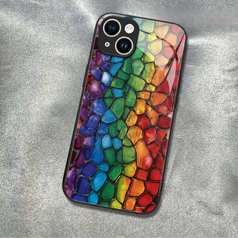 "Mosaic Reverie" Rainbow Pebbles iPhone Case – Glossy Finish