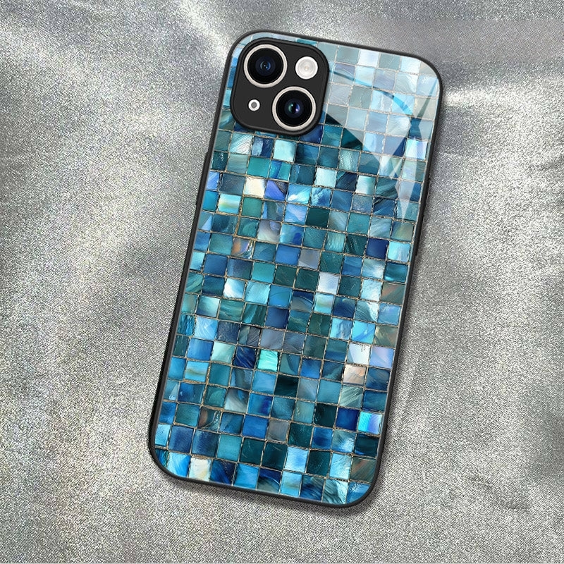 "Mosaic Reverie" Azure Tide iPhone Case – Glossy Finish
