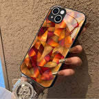 "Mosaic Reverie" Amber Flame iPhone Case – Glossy Finish