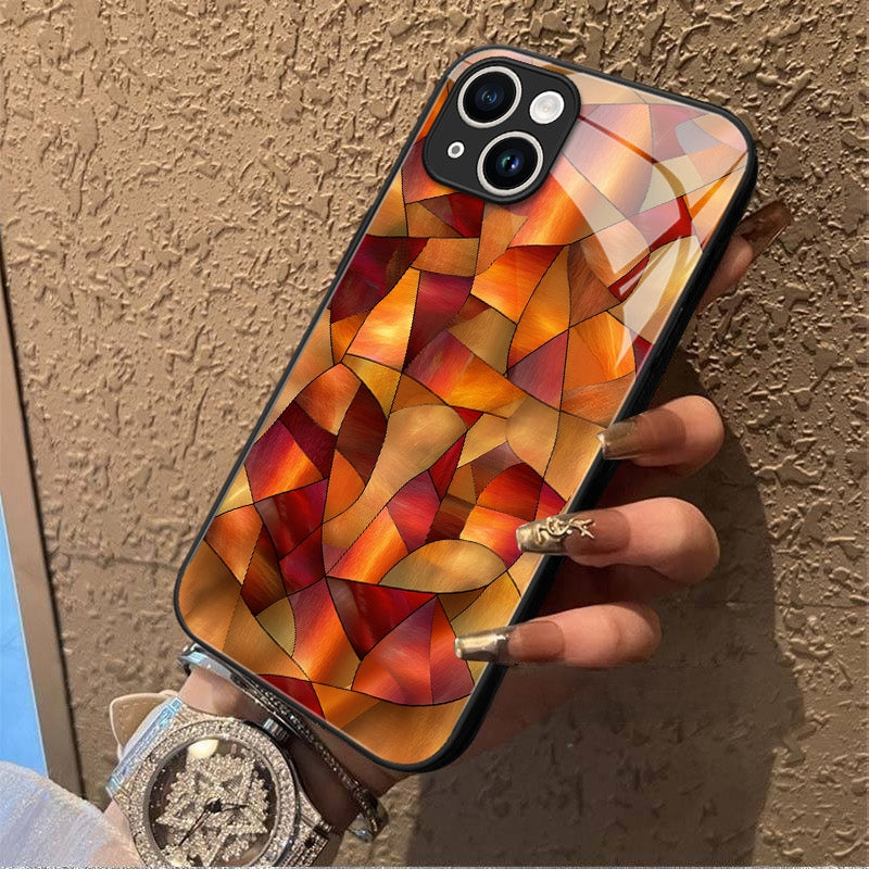 "Mosaic Reverie" Amber Flame iPhone Case – Glossy Finish