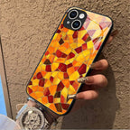 "Mosaic Reverie" Amber Sparks iPhone Case – Glossy Finish