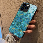 "Mosaic Reverie" Aqua Whispers iPhone Case – Glossy Finish