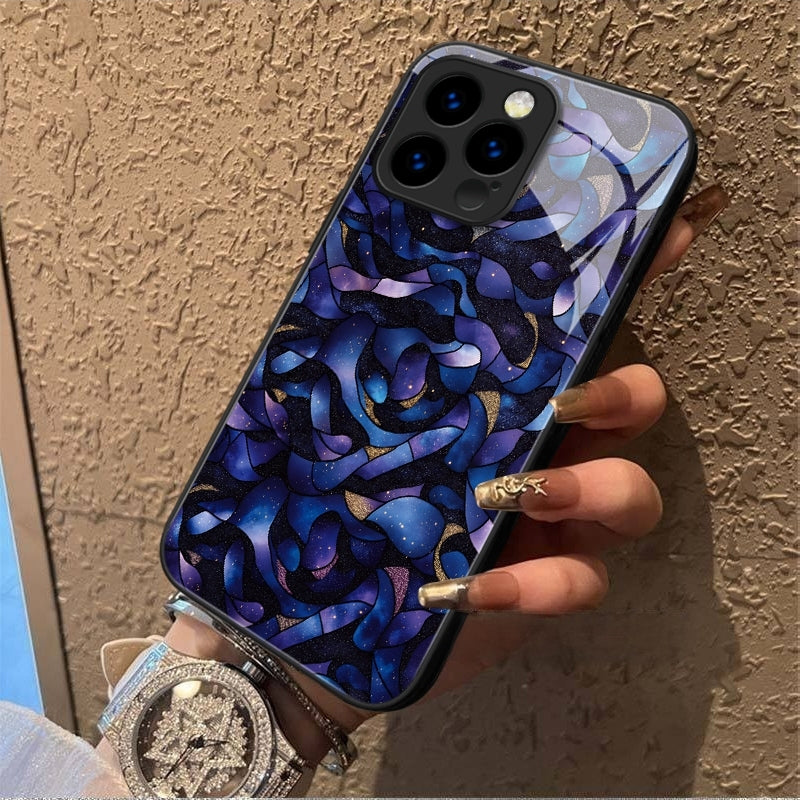 "Mosaic Reverie" Blue Velvet Tide iPhone Case – Glossy Finish