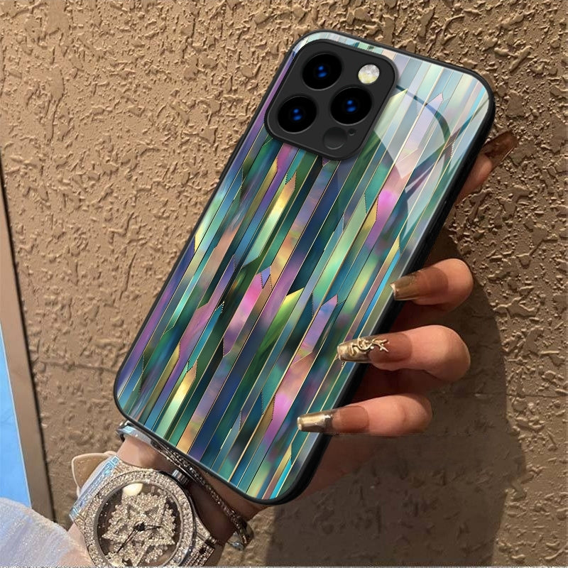 "Mosaic Reverie" Blurred Aurora iPhone Case – Glossy Finish