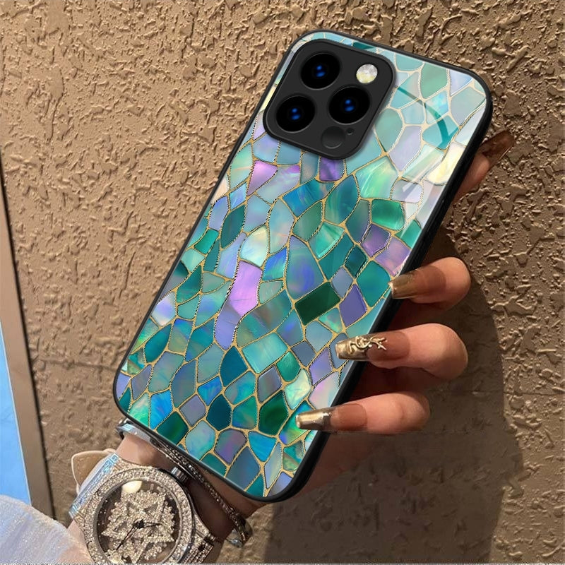 "Mosaic Reverie" Forest Gemstone iPhone Case – Glossy Finish