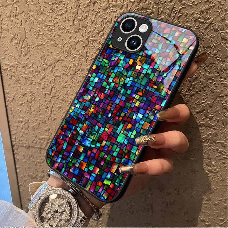 "Mosaic Reverie" Pixel Carnival iPhone Case – Glossy Finish