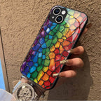 "Mosaic Reverie" Rainbow Pebbles iPhone Case – Glossy Finish