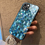 "Mosaic Reverie" Azure Tide iPhone Case – Glossy Finish
