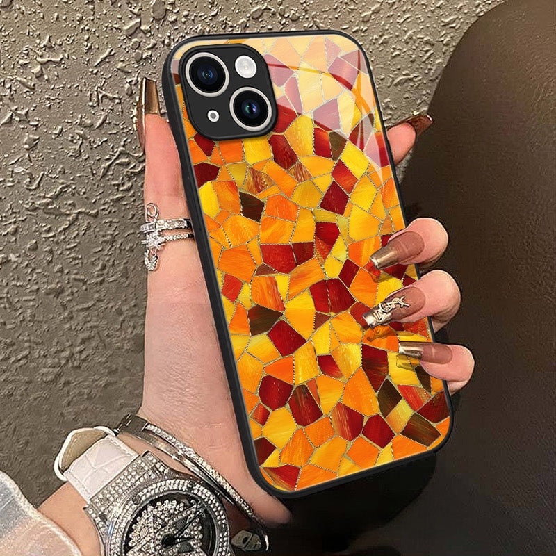 "Mosaic Reverie" Amber Sparks iPhone Case – Glossy Finish