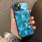 "Mosaic Reverie" Blue Frost Tiles iPhone Case – Glossy Finish