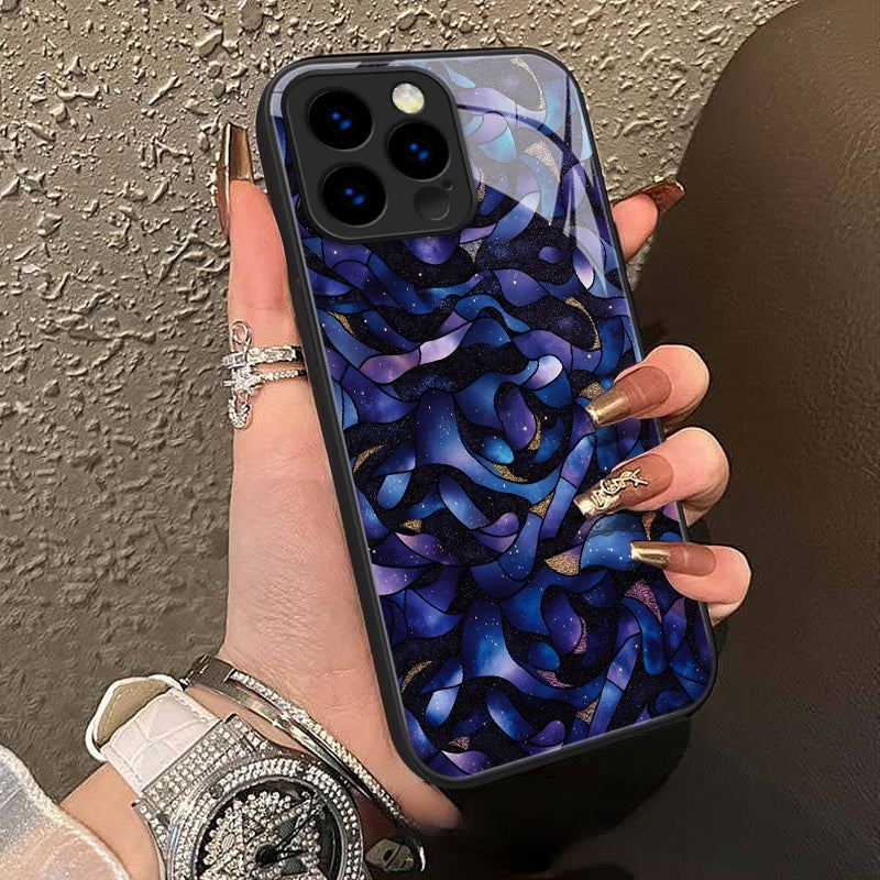 "Mosaic Reverie" Blue Velvet Tide iPhone Case – Glossy Finish