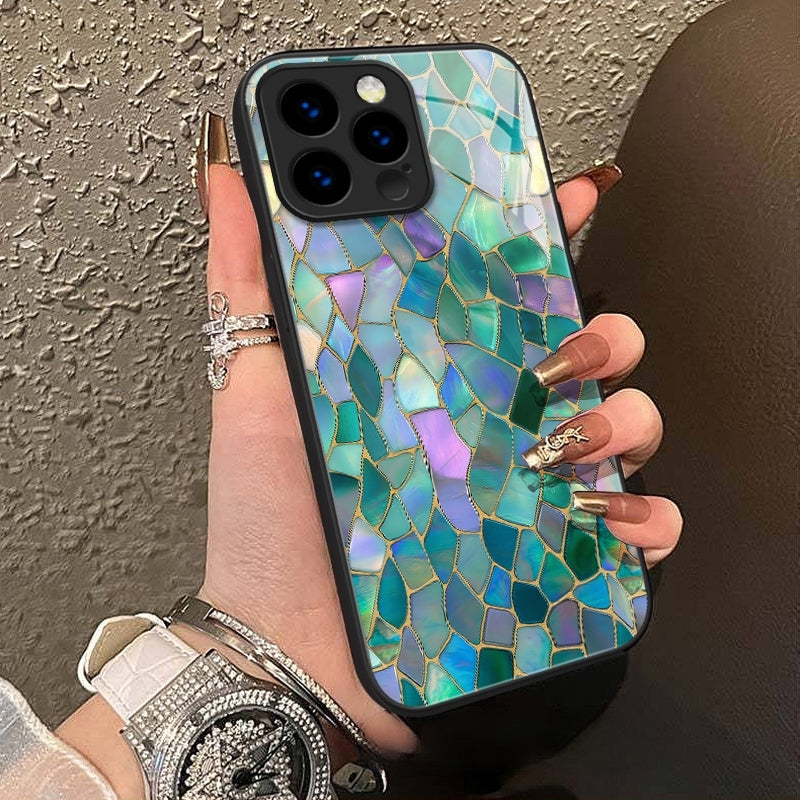 "Mosaic Reverie" Forest Gemstone iPhone Case – Glossy Finish