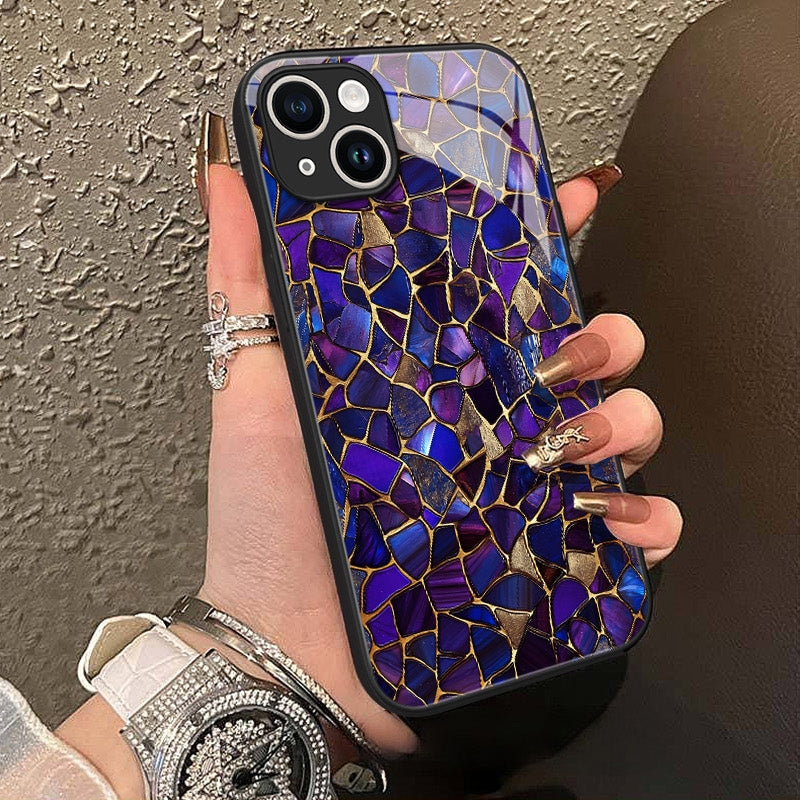 "Mosaic Reverie" Indigo Nebula iPhone Case – Glossy Finish