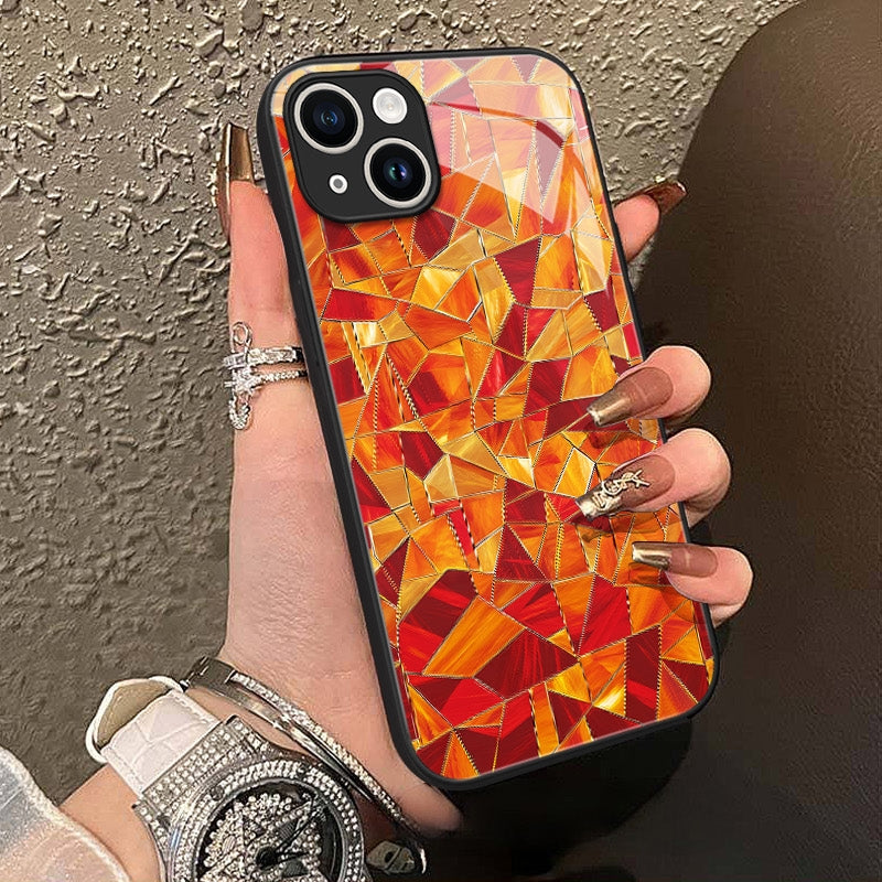 "Mosaic Reverie" Molten Amber iPhone Case – Glossy Finish