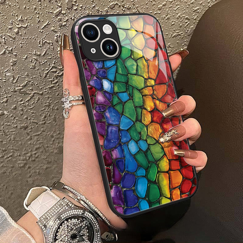 "Mosaic Reverie" Rainbow Pebbles iPhone Case – Glossy Finish
