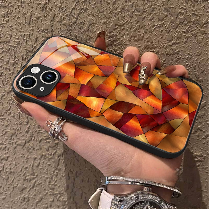 "Mosaic Reverie" Amber Flame iPhone Case – Glossy Finish
