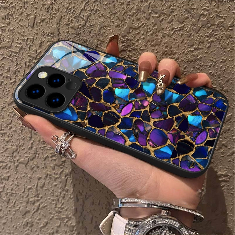 "Mosaic Reverie" Black Opal Night iPhone Case – Glossy Finish