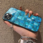 "Mosaic Reverie" Blue Frost Tiles iPhone Case – Glossy Finish