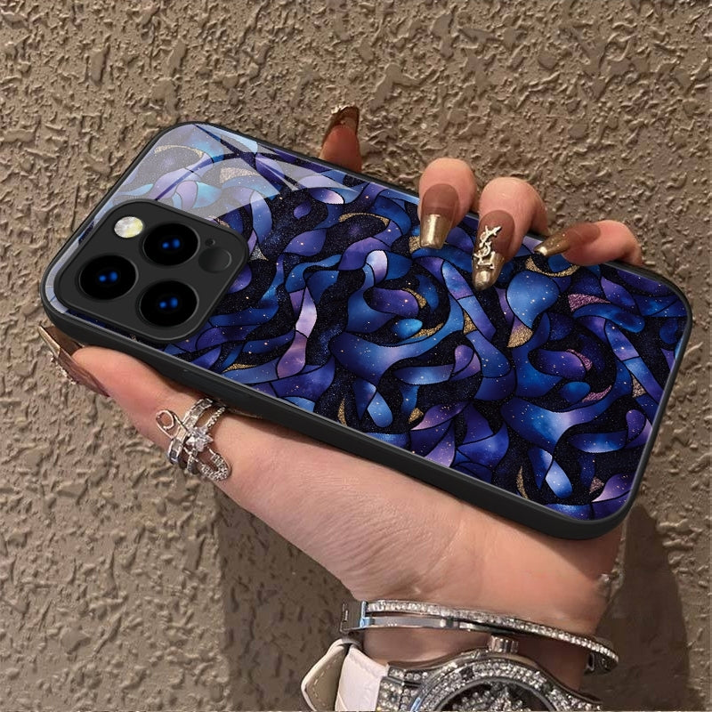 "Mosaic Reverie" Blue Velvet Tide iPhone Case – Glossy Finish
