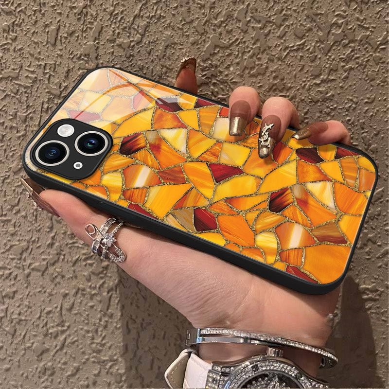 "Mosaic Reverie" Harvest Gold iPhone Case – Glossy Finish