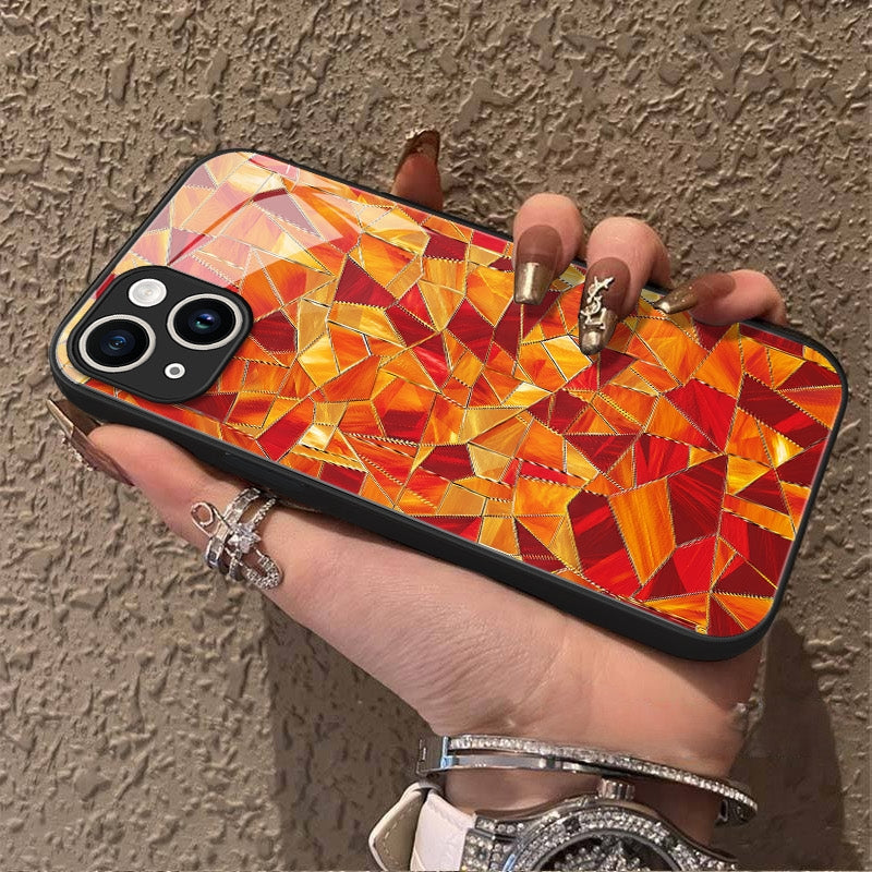 "Mosaic Reverie" Molten Amber iPhone Case – Glossy Finish