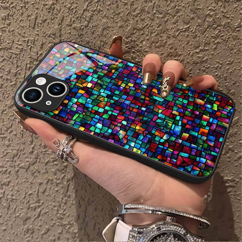 "Mosaic Reverie" Pixel Carnival iPhone Case – Glossy Finish