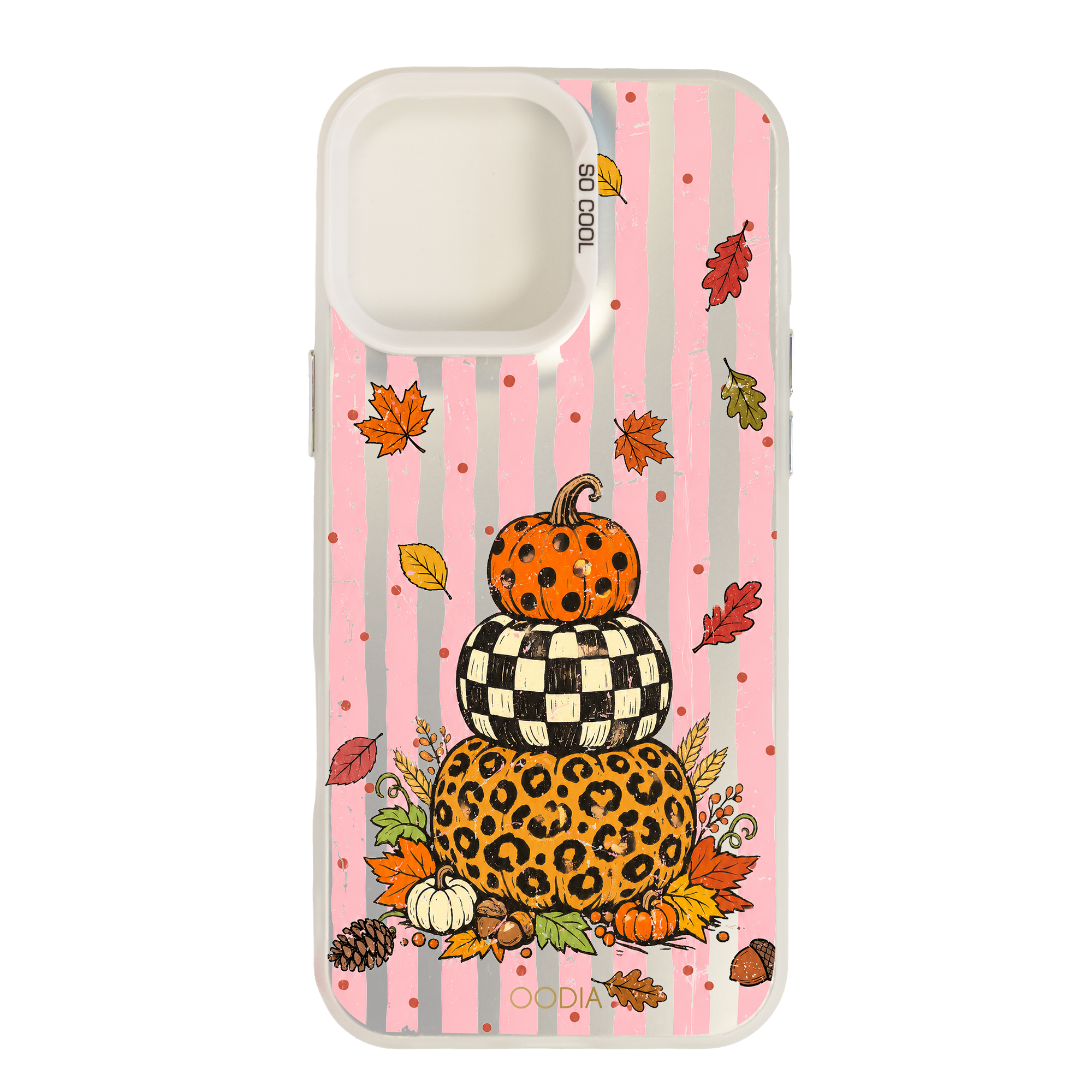 “Stripe & Spell Halloween” Harvest in Pink Stripes Phone Case for iPhone & Samsung & Xiaomi, MagSafe Compatible