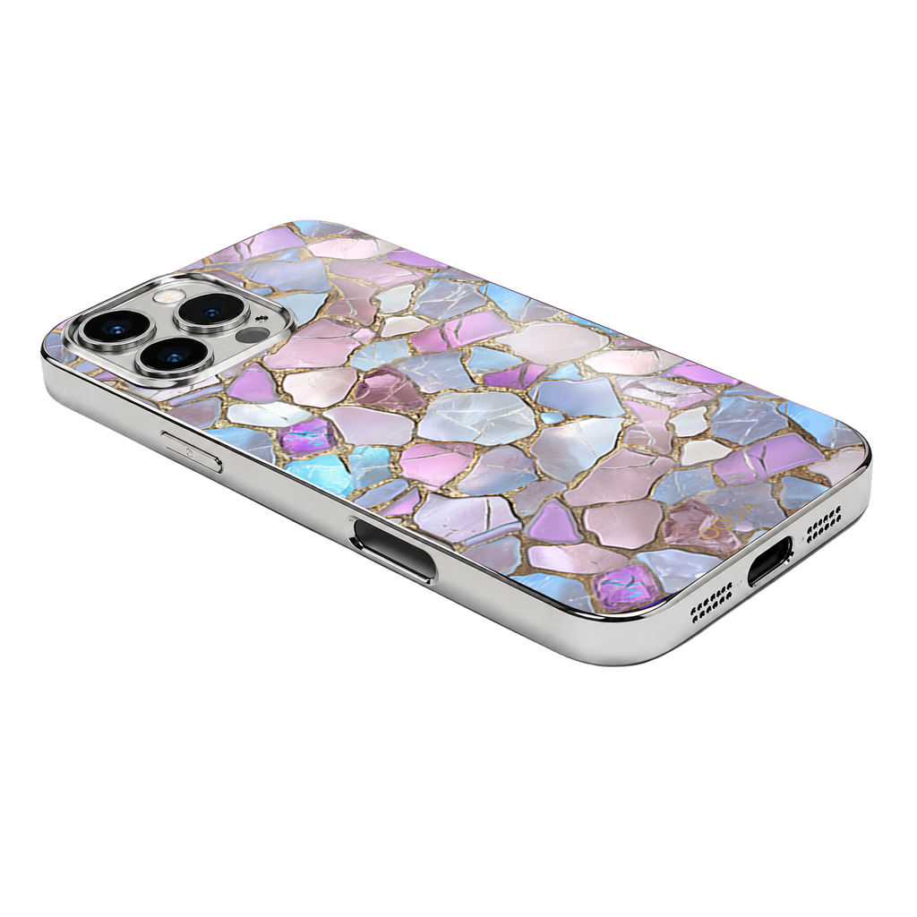 “Mosaic Reverie” Moonstone Shards iPhone Case– Glossy Finish