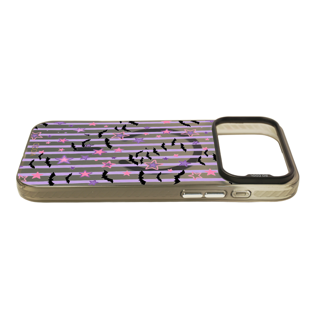 “Stripe & Spell Halloween” Pastel Bats & Starlight Phone Case for iPhone & Samsung & Xiaomi, MagSafe Compatible
