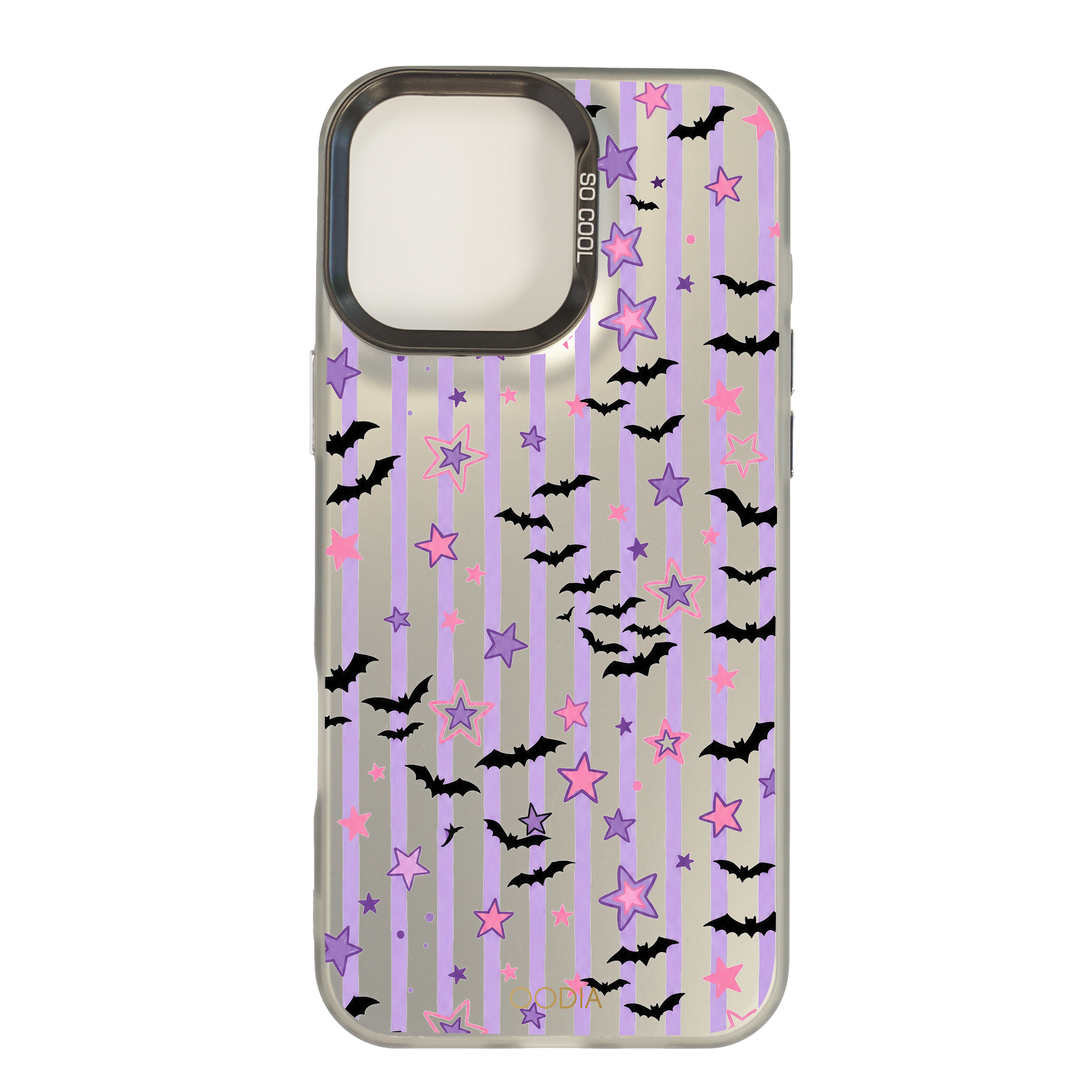 “Stripe & Spell Halloween” Pastel Bats & Starlight Phone Case for iPhone & Samsung & Xiaomi, MagSafe Compatible