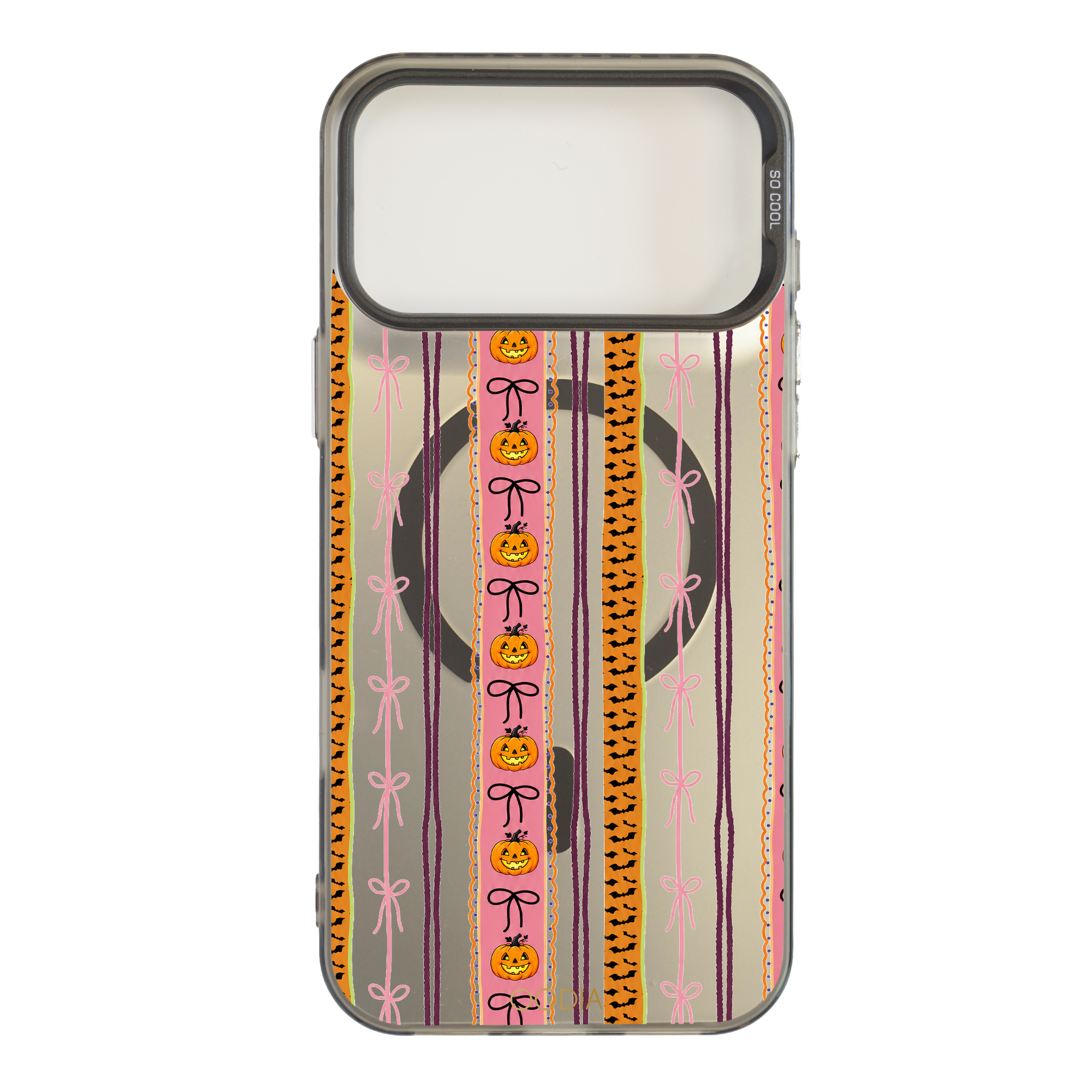 “Stripe & Spell Halloween” Pumpkin Ribbon Parade Phone Case for iPhone & Samsung & Xiaomi, MagSafe Compatible
