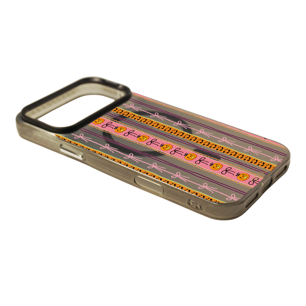 “Stripe & Spell Halloween” Pumpkin Ribbon Parade Phone Case for iPhone & Samsung & Xiaomi, MagSafe Compatible