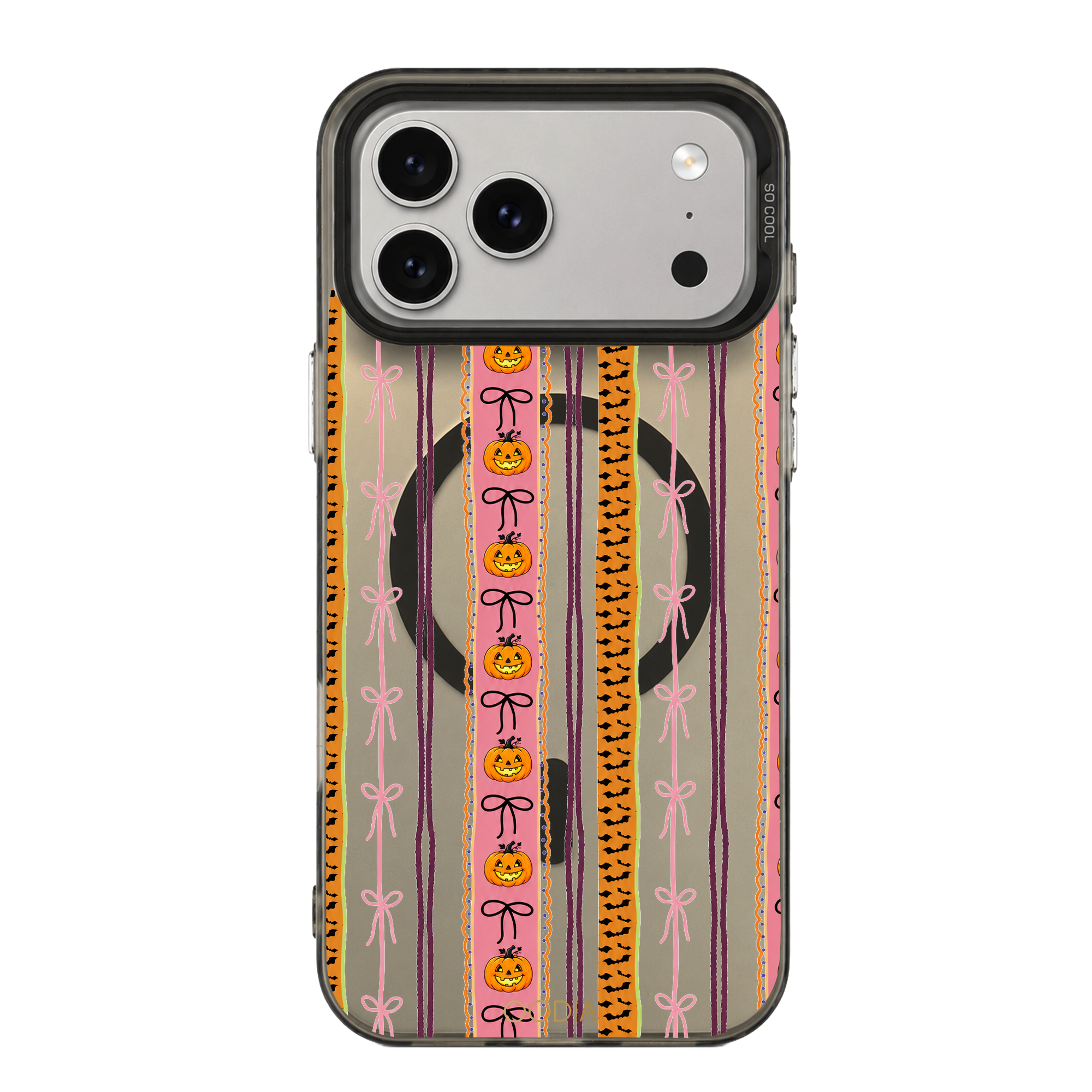 “Stripe & Spell Halloween” Pumpkin Ribbon Parade Phone Case for iPhone & Samsung & Xiaomi, MagSafe Compatible