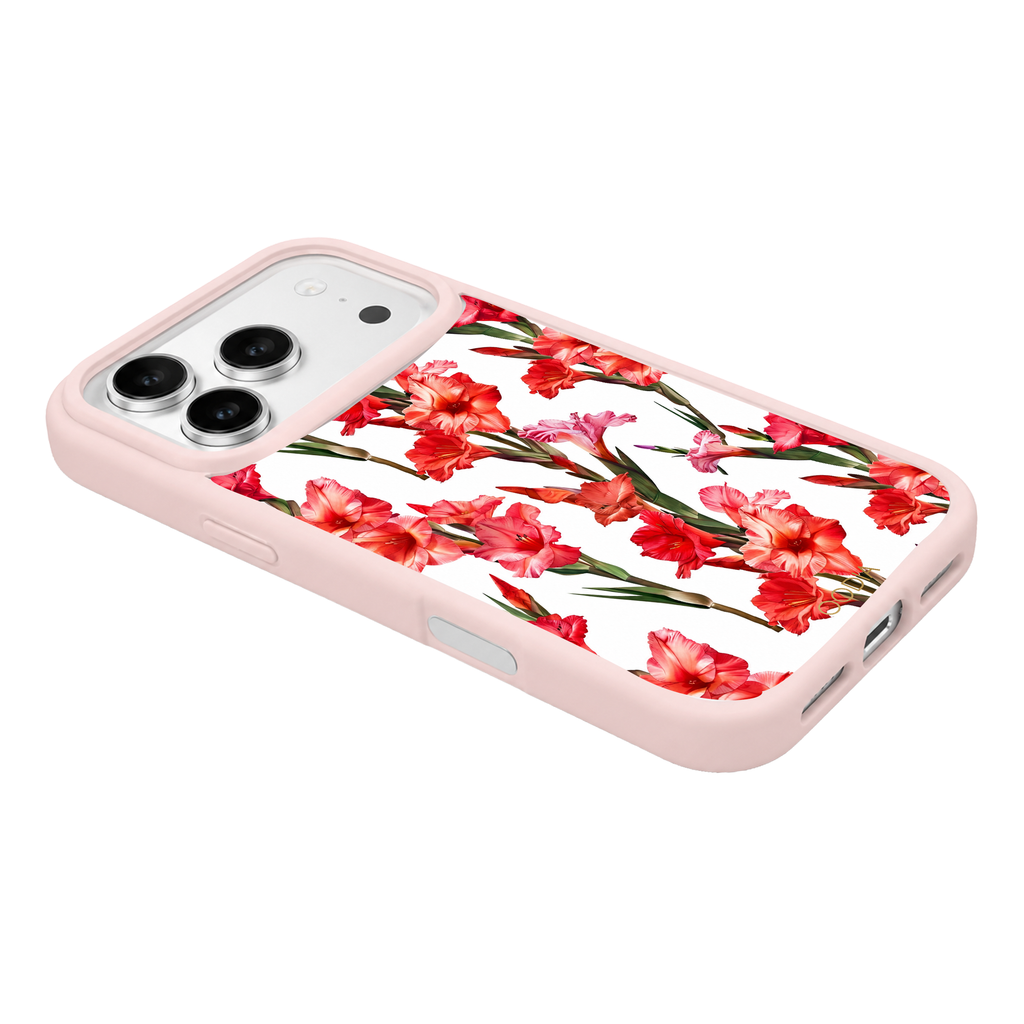 “Your Month in Bloom” August Scarlet Gladiolus Phone Case for iPhone & Samsung, MagSafe Compatible