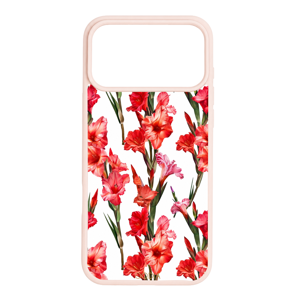 “Your Month in Bloom” August Scarlet Gladiolus Phone Case for iPhone & Samsung, MagSafe Compatible
